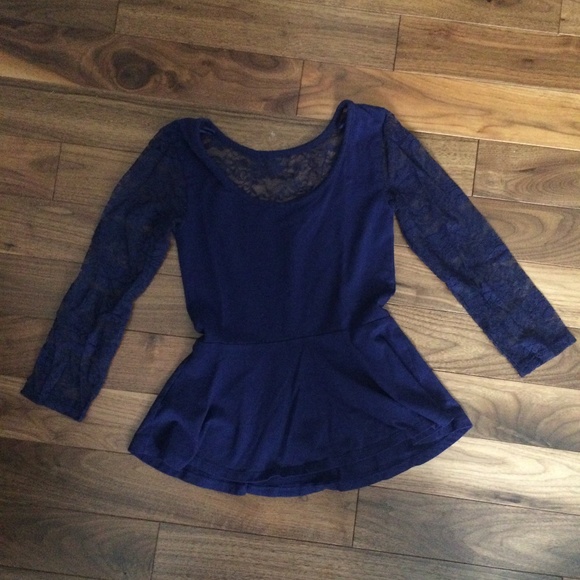 Express Deep Blue Fit and Flare Shirt - Picture 2 of 4